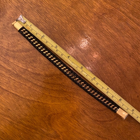 COPY - Gold Plated Stainless Steel Chain & Wrapped Leather Bracelet 9" - Picture 6 of 6